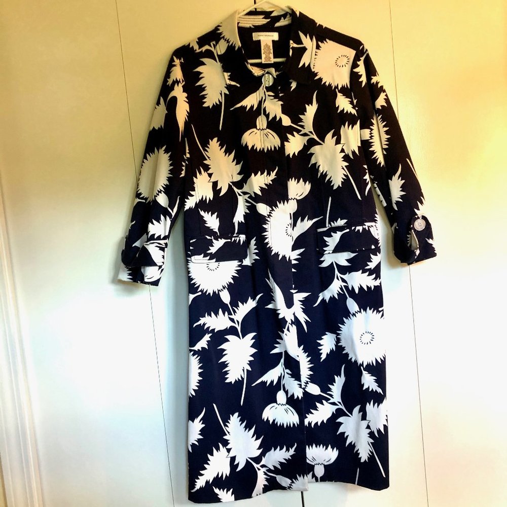 Isaac Mizrahi for Target Navy Flowered Trench Coat